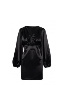 M888 Sukienka mini z bufiastymi rękawami - czarna