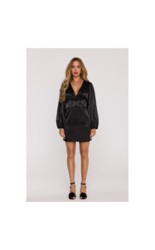 M888 Sukienka mini z bufiastymi rękawami - czarna