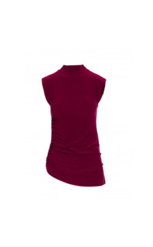 M890 Komplet z marszczoną bluzką i szerokimi spodniami - bordowy