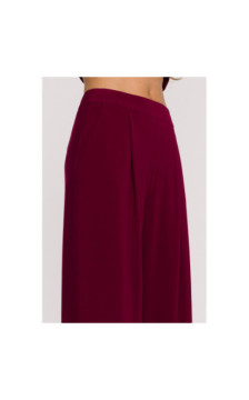 M890 Komplet z marszczoną bluzką i szerokimi spodniami - bordowy