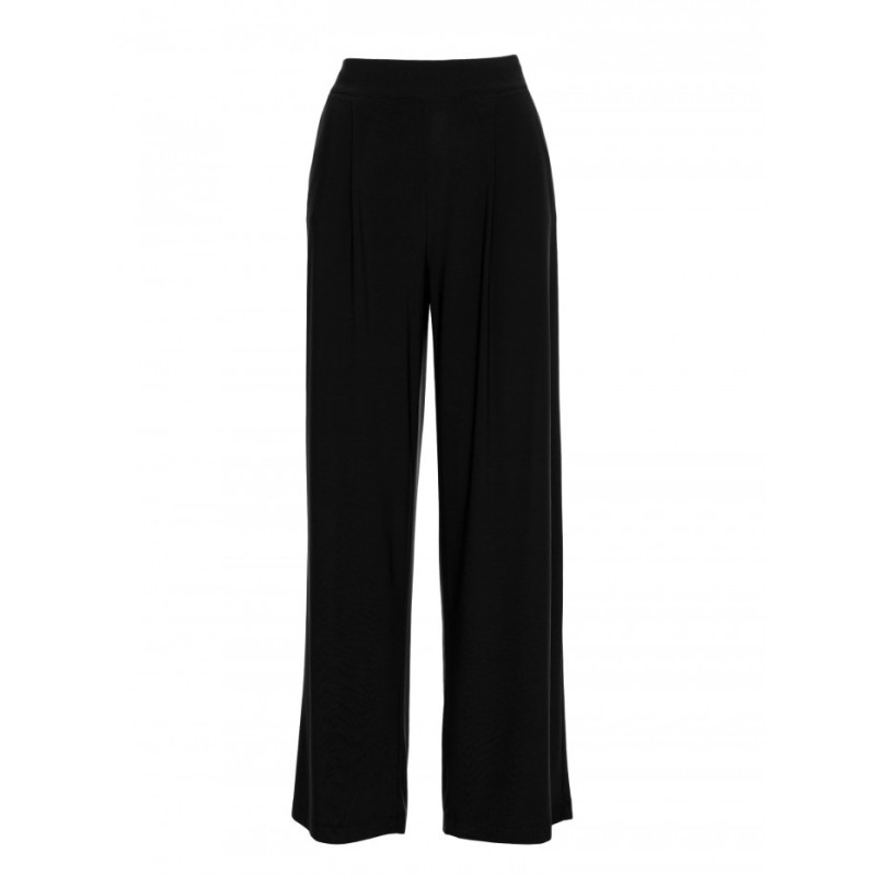 M890 Komplet z marszczoną bluzką i szerokimi spodniami - czarny