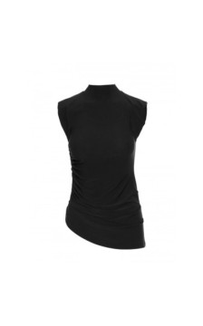 M890 Komplet z marszczoną bluzką i szerokimi spodniami - czarny