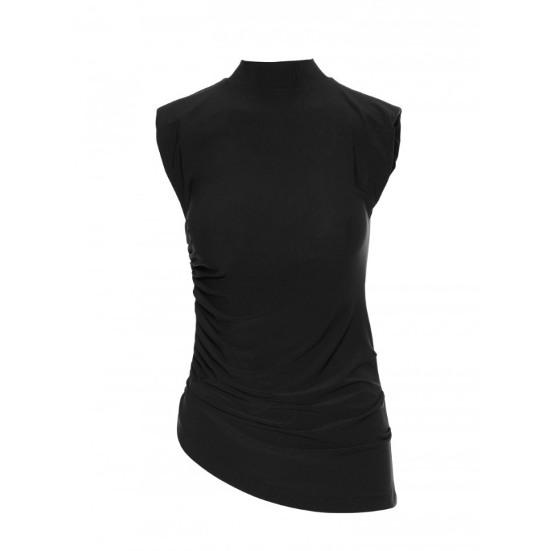 M890 Komplet z marszczoną bluzką i szerokimi spodniami - czarny