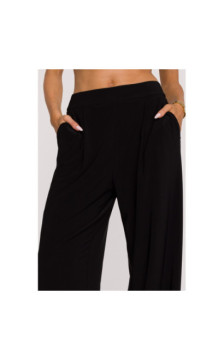 M890 Komplet z marszczoną bluzką i szerokimi spodniami - czarny