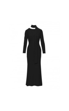 M891 Sukienka maxi z szarfą - czarna