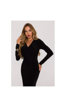 M891 Sukienka maxi z szarfą - czarna