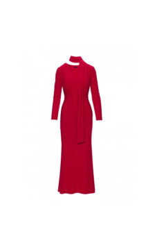 M891 Sukienka maxi z szarfą - czerwona