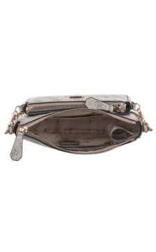 Guess Noelle II Dbl Pouch Crossbody HWBG96 72710 Dark Taupe Logo  (GU758-c) rankinė