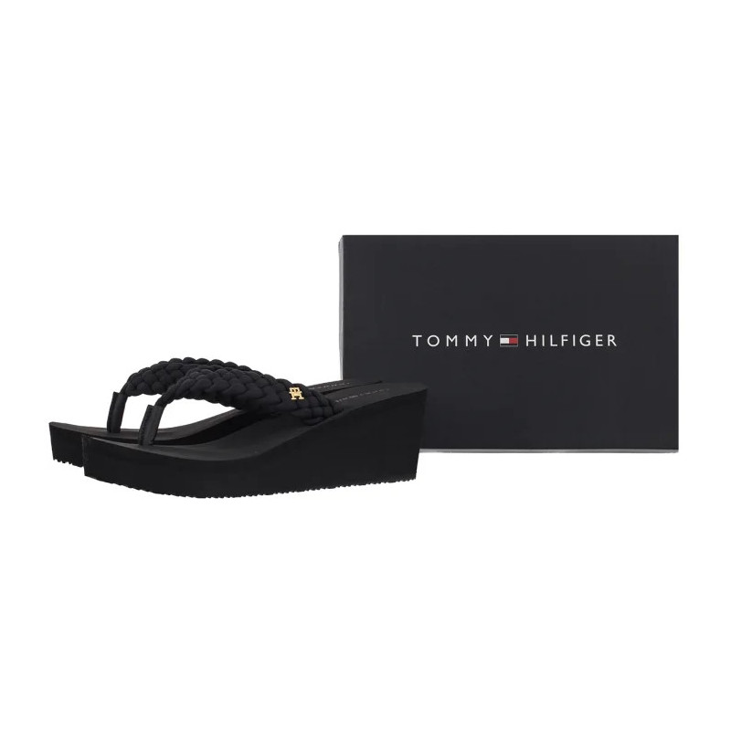 Tommy Hilfiger TH Wedge Braided Summer Sandal Black FW0FW09198 BDS (TH1441-b) batai