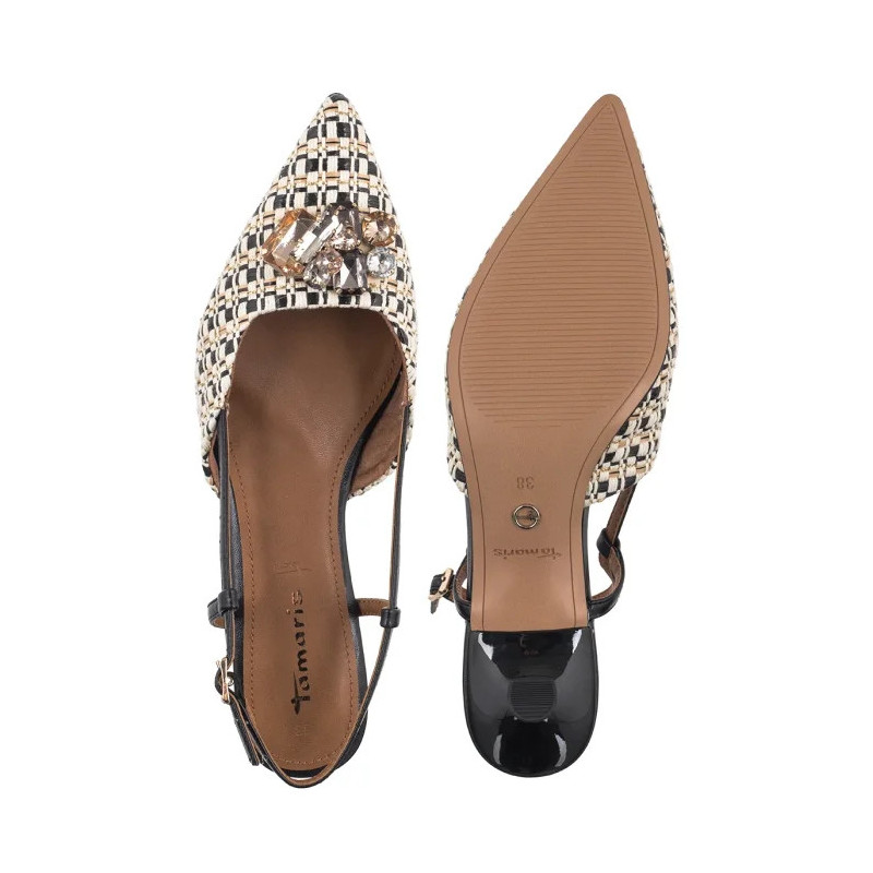 Tamaris Beżowe/Czarne 1-29512-46 098 Black Comb (TM574-a) bateliai