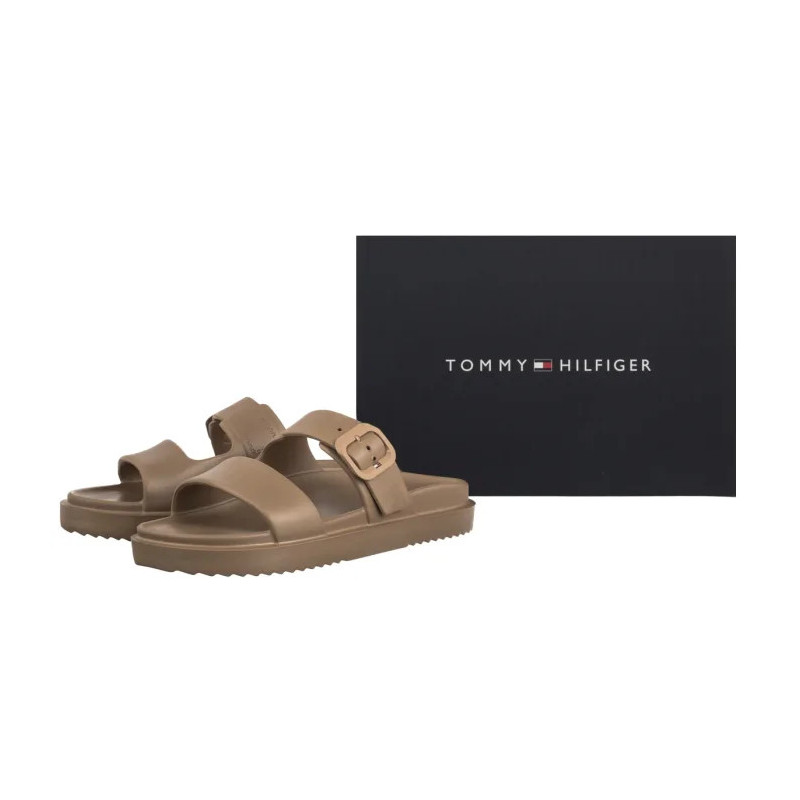 Tommy Hilfiger Th Double Strap Sandal Pearl Safari Canvas Pearlized FW0FW09114 0HT (TH1475-a) Moteriški batai/šlepetės