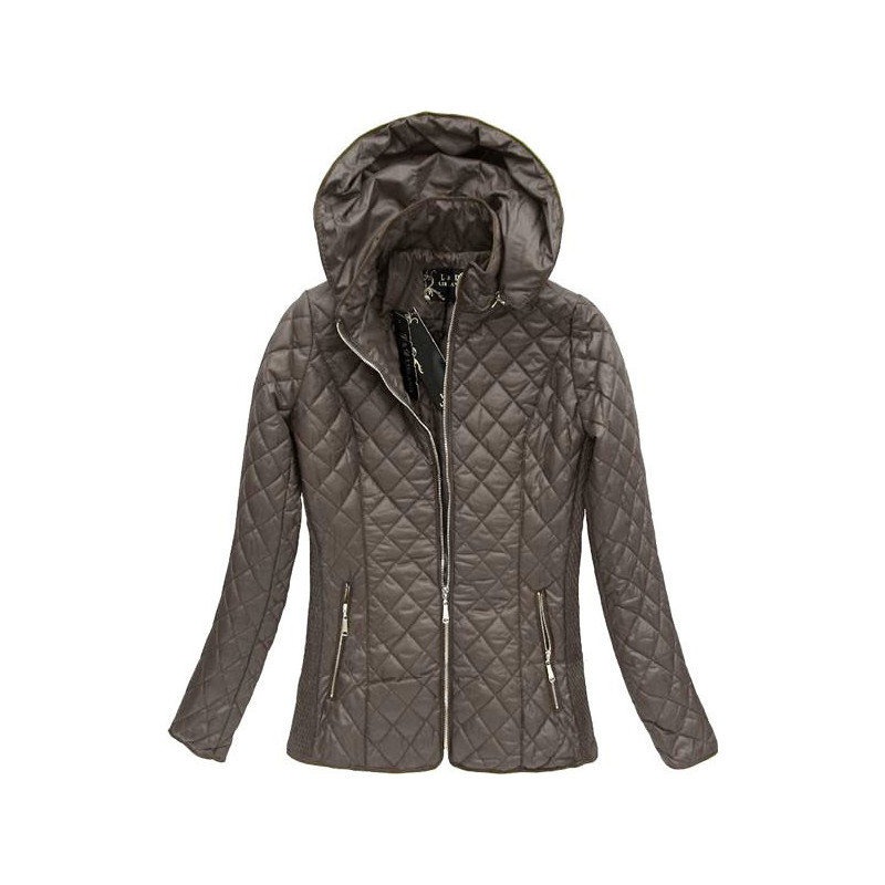 QUILTED HOODED JACKET BROWN (7056) striukė getstyle