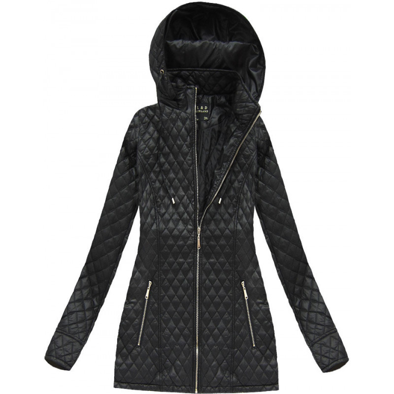 QUILTED HOODED JACKET BLACK (7026BIG) striukė getstyle