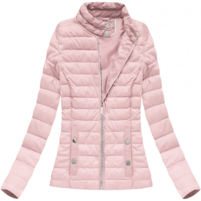 QUILTED HOODED JACKET LIGHT PINK (W71) striukė getstyle