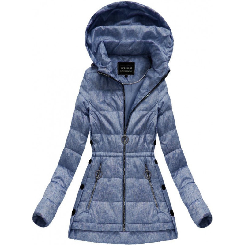 QUILTED HOODED JACKET BLUE (W716-20) striukė getstyle
