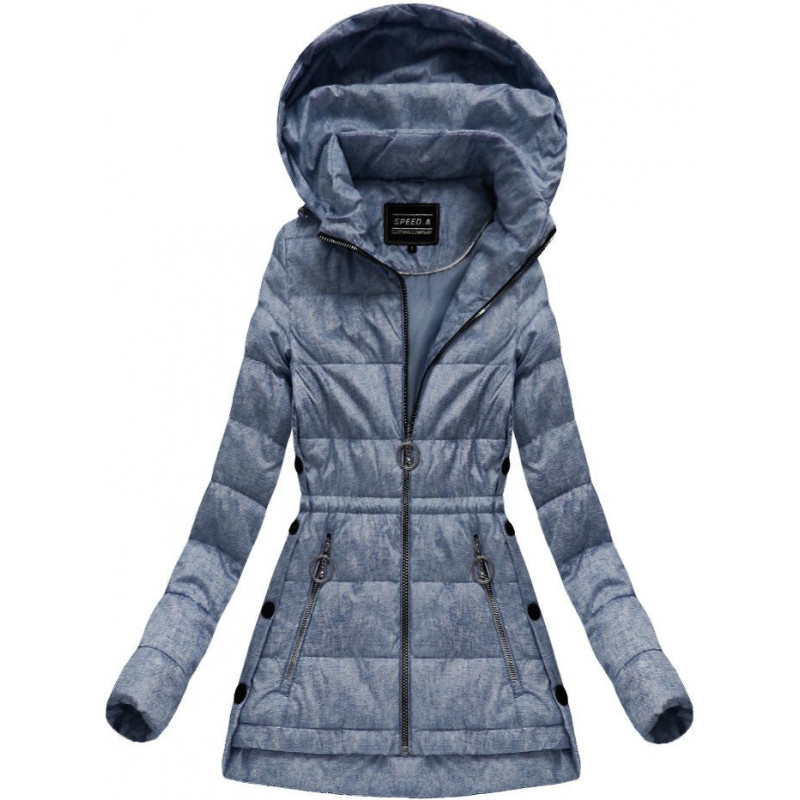QUILTED HOODED JACKET NAVY BLUE (W716-20) striukė getstyle