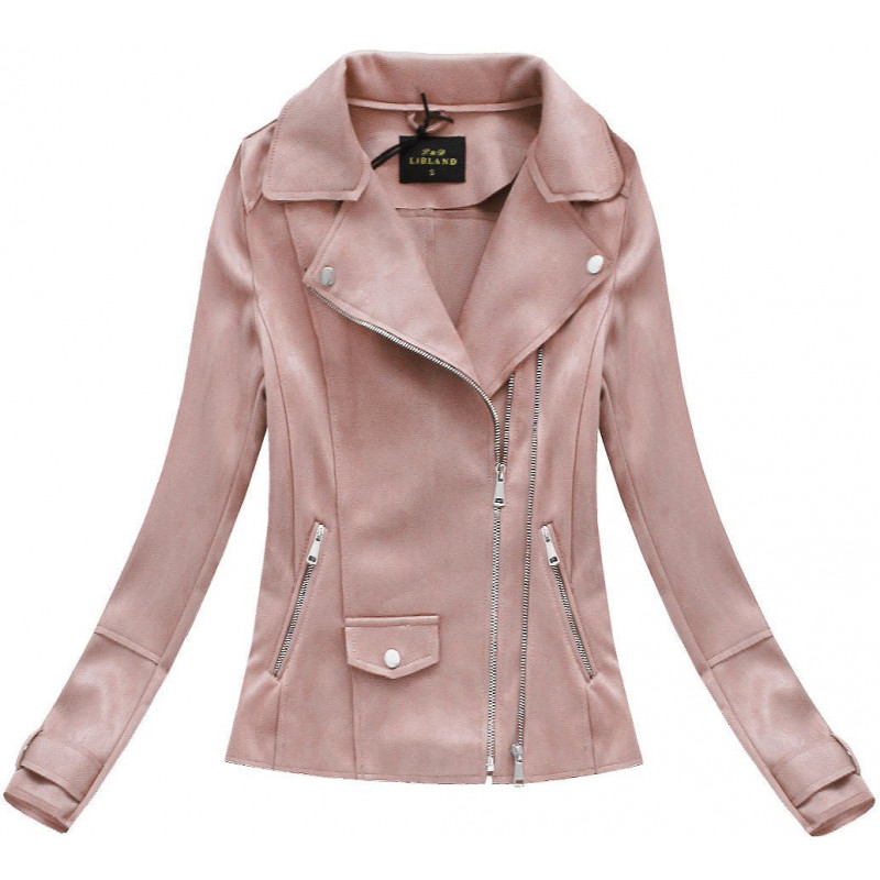 WILDLEDER BIKERJACKE PUDER ROSA (6001) striukė getstyle