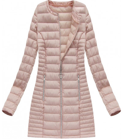 LONG QUILTED JACKET SALMON (21810) striukė - Drabuziai internetu