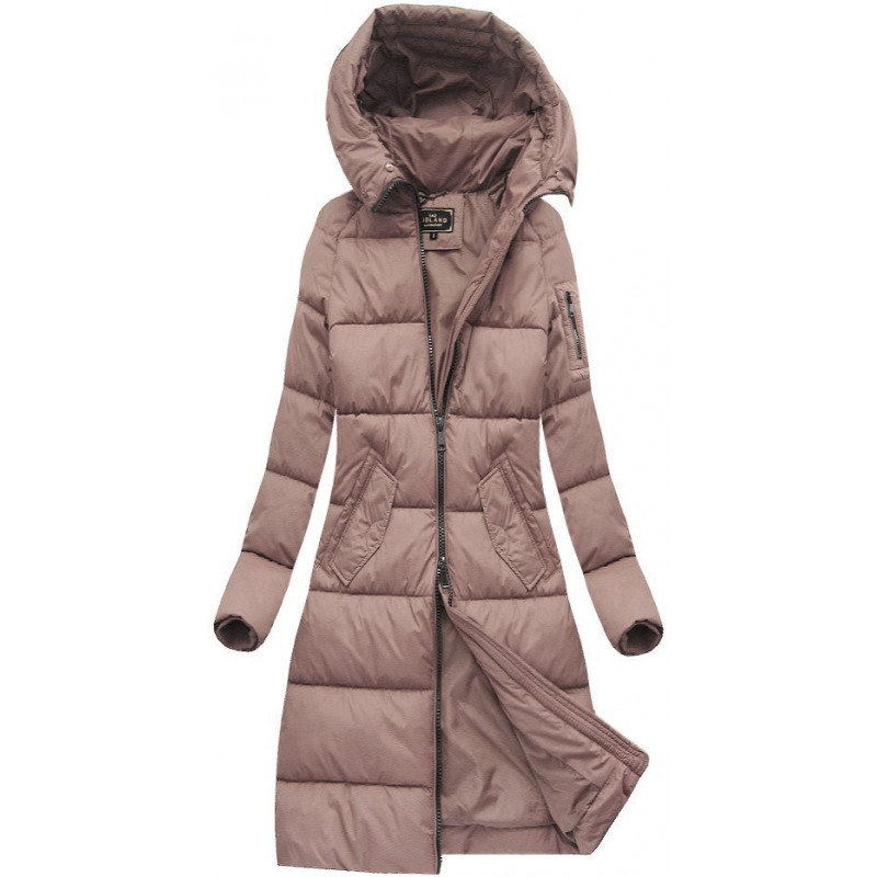 LONG QUILTED HOODED WINTER JACKET VINTAGE PINK (7751BIG) striukė LONG QUILTED HOODED WINTER JACKET VINTAGE PINK (7751BIG) striukė