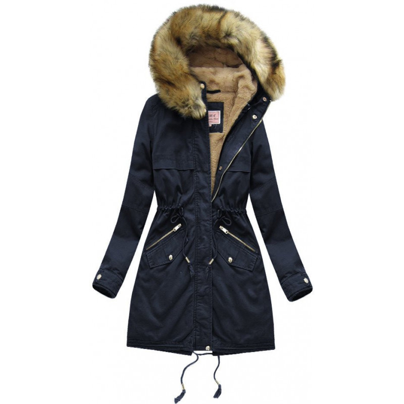 COTTON PARKA WITH LINER NAVY BLUE (W166-1) striukė COTTON PARKA WITH LINER NAVY BLUE (W166-1) striukė