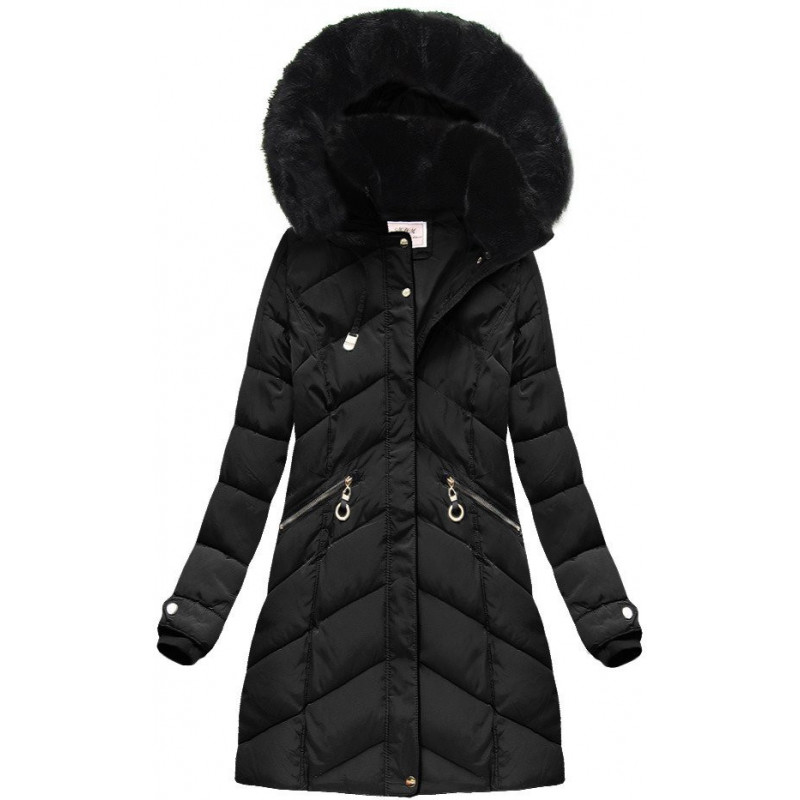 QUILTED HOODED JACKET NAVY BLUE (XW717X) striukė getstyle
