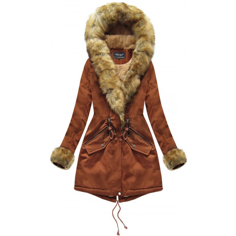 COTTON PARKA WITH FUR CARAMEL (XW801X) striukė COTTON PARKA WITH FUR CARAMEL (XW801X) striukė