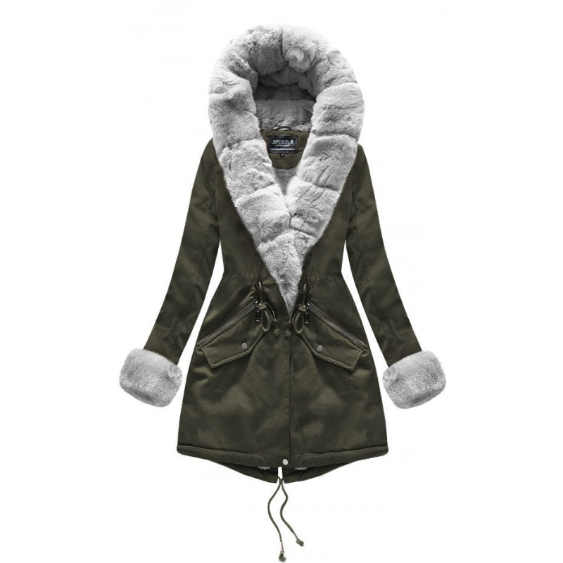 COTTON PARKA WITH FUR KHAKI (XW801X) striukė COTTON PARKA WITH FUR KHAKI (XW801X) striukė