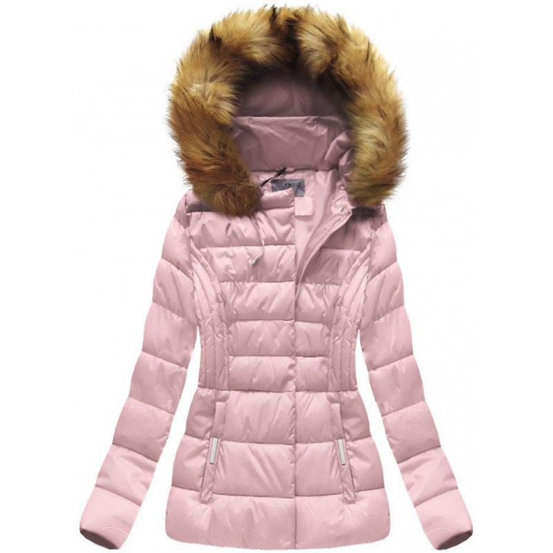 SHORT HOODED JACKET POWDER PINK (B1032-30) striukė SHORT HOODED JACKET POWDER PINK (B1032-30) striukė
