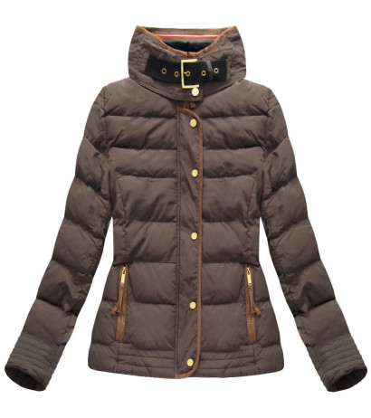 QUILTED HOODED JACKET BROWN (WZ6636) striukė - Drabuziai internetu