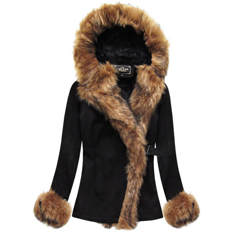 SUEDE TRANSITION JACKET WITH FUR BLACK (6503) striukė getstyle