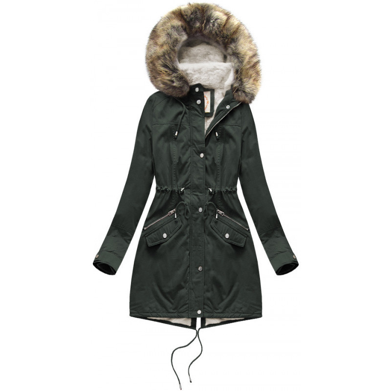 FUR HOODED PARKA ARMY (7602BIG) striukė FUR HOODED PARKA ARMY (7602BIG) striukė