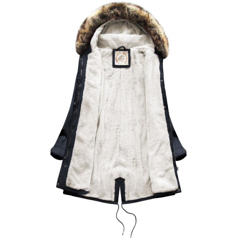 FUR HOODED PARKA NAVY BLUE (7602BIG) striukė FUR HOODED PARKA NAVY BLUE (7602BIG) striukė