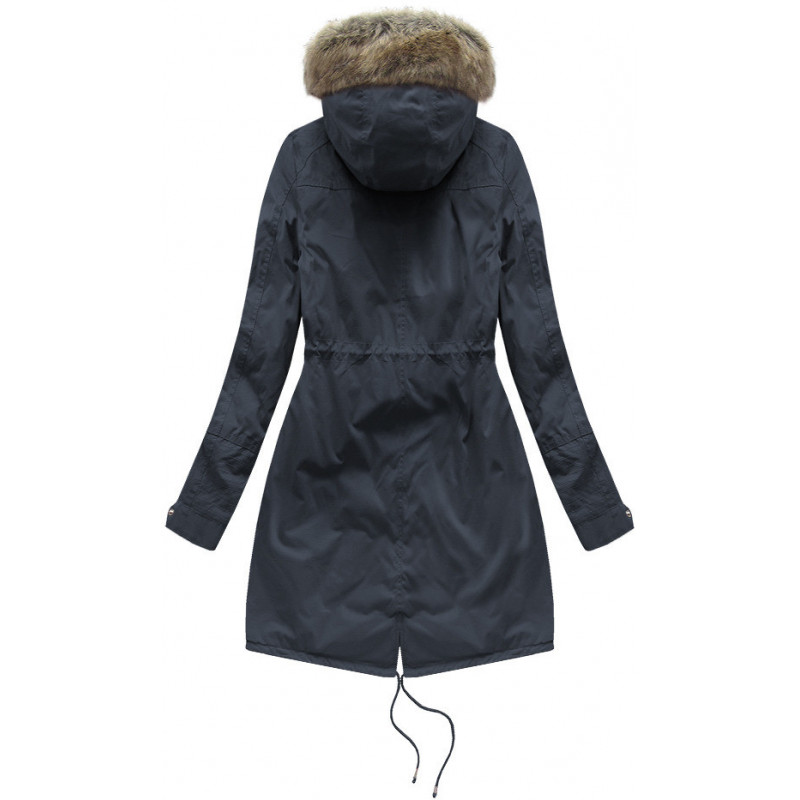 FUR HOODED PARKA NAVY BLUE (7602BIG) striukė FUR HOODED PARKA NAVY BLUE (7602BIG) striukė