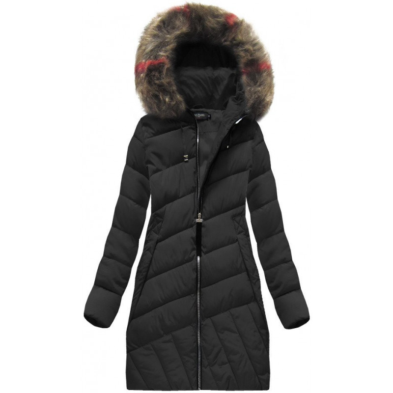QUILTED HOODED JACKET BLACK (BH-1849) striukė QUILTED HOODED JACKET BLACK (BH-1849) striukė