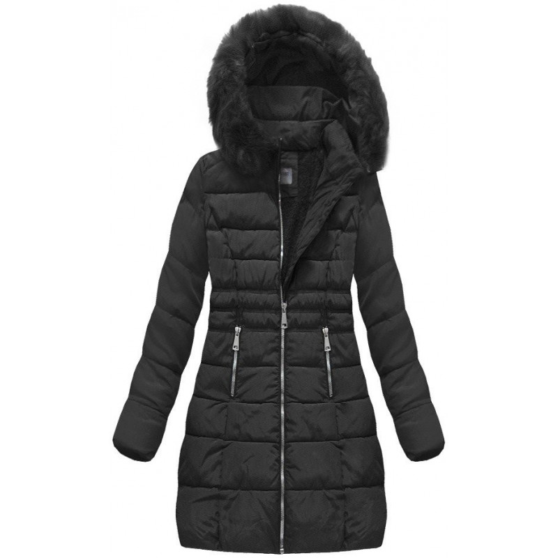 QUILTED HOODED JACKET BLACK (B1052-30) striukė getstyle