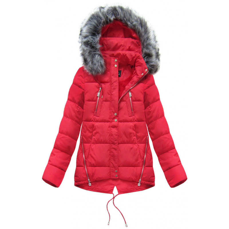 SHORT HOODED JACKET RED (YB917) striukė SHORT HOODED JACKET RED (YB917) striukė