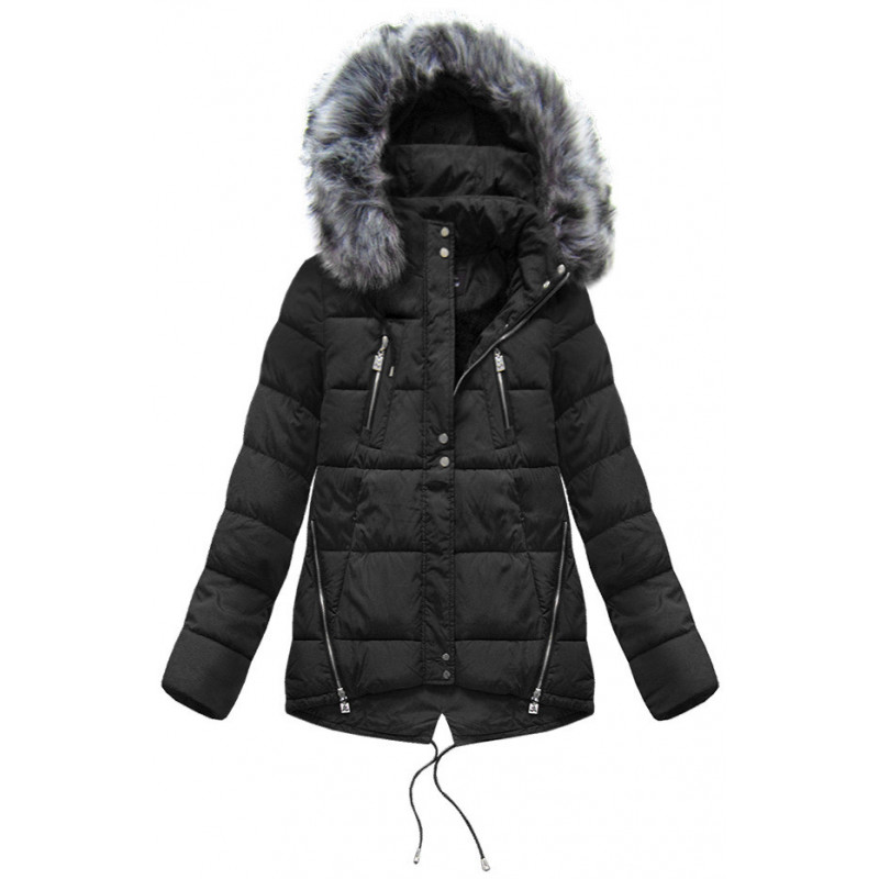 SHORT HOODED JACKET BLACK (YB917) striukė getstyle