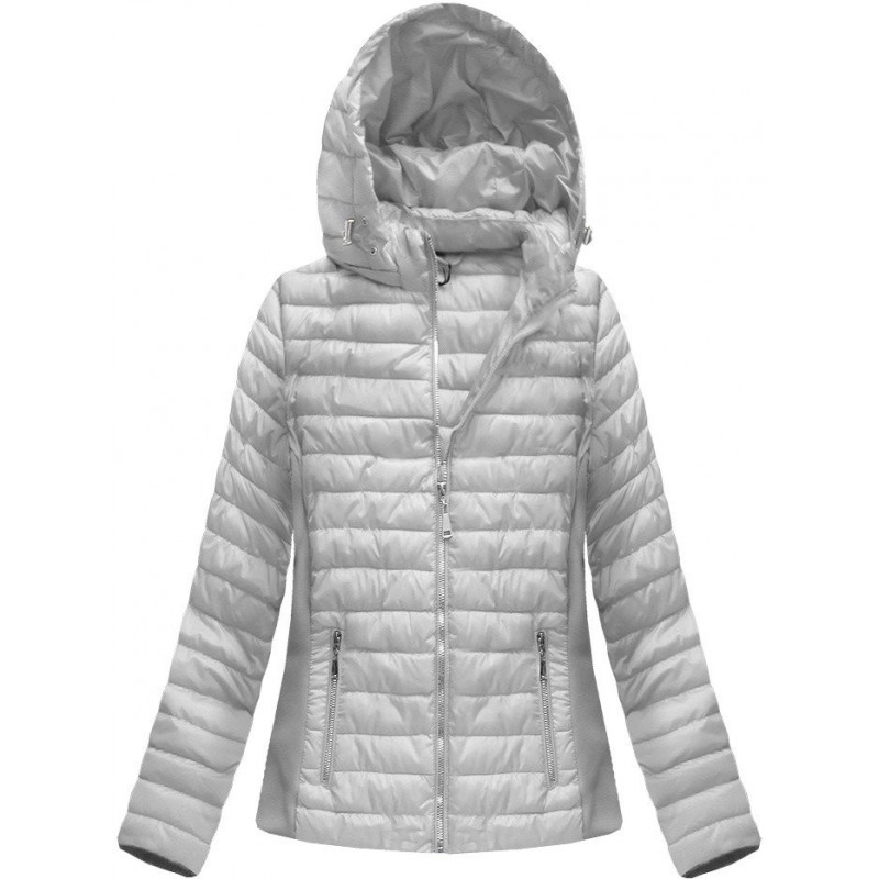 QUILTED HOODED JACKET GREY (B1080-30) striukė getstyle
