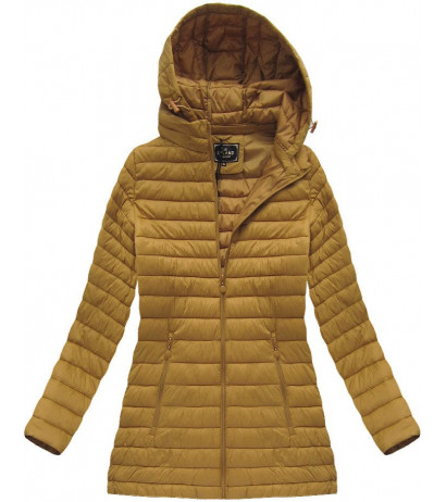 QUILTED HOODED JACKET MUSTARD (7473-PLUS) striukė - Drabuziai internetu