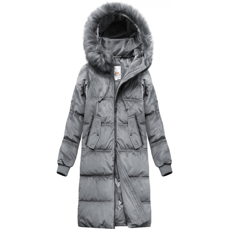 STRIPED JACKET WITH HOOD GRAY (7763) striukė getstyle