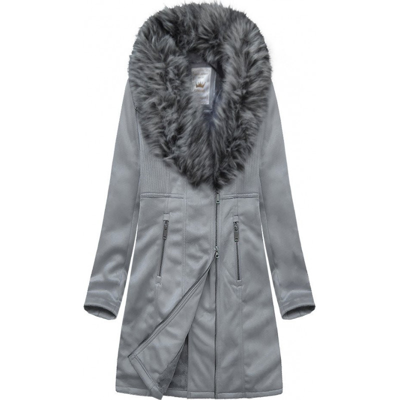 SUEDE JACKET WITH FUR GRAY (6517) striukė SUEDE JACKET WITH FUR GRAY (6517) striukė