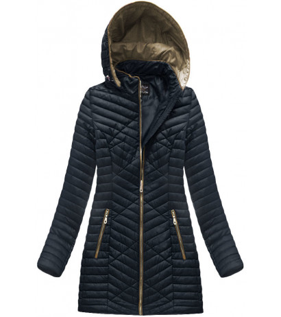LONG QUILTED JACKET NAVY BLUE-BEIGE (MH-3398) striukė - Drabuziai internetu